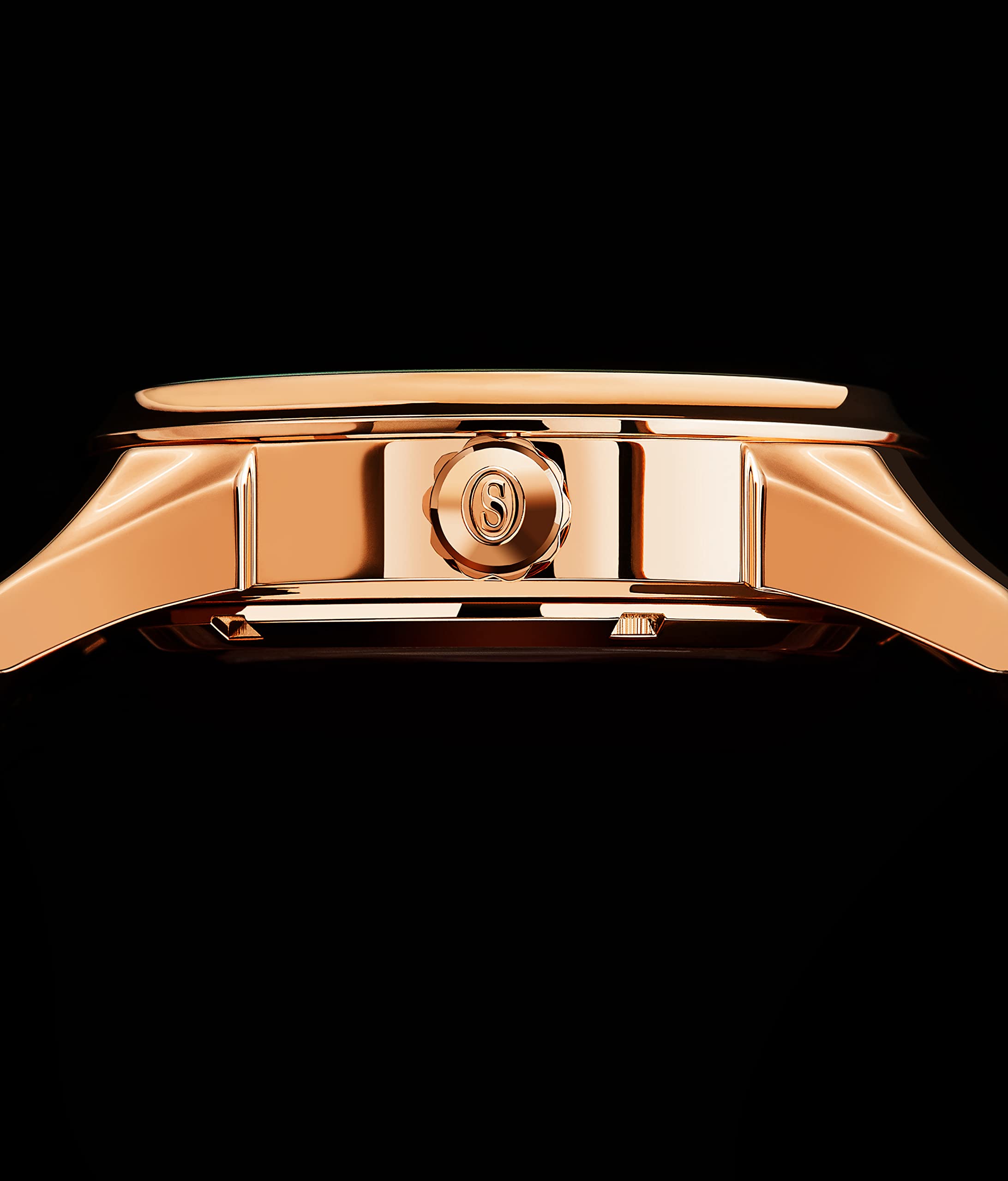 Stuhrling Original Skeleton Dress Analoguhr für Herren, automatische mechanische Armbanduhr, vergoldet/Edelstahl, Armband aus echtem Kalbsleder