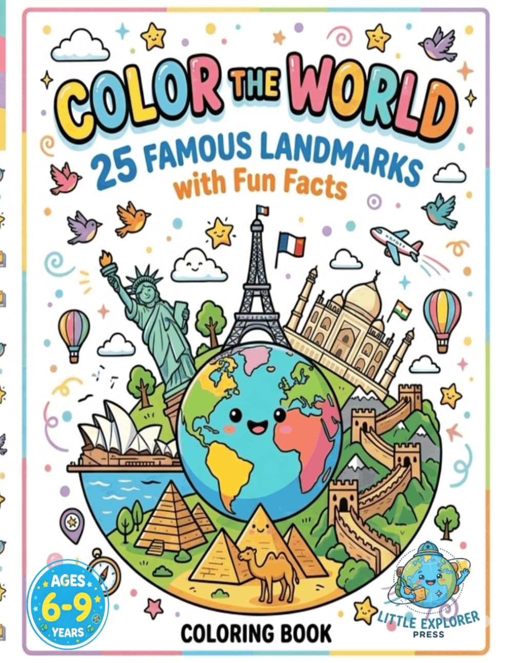 Color the World: 25 Famous Landmarks with Fun Facts: A World Landmarks Coloring Book for Kids Ages 6–9 with Fun Facts, Geography Learning and ... (Little Explorer Geography Adventures)