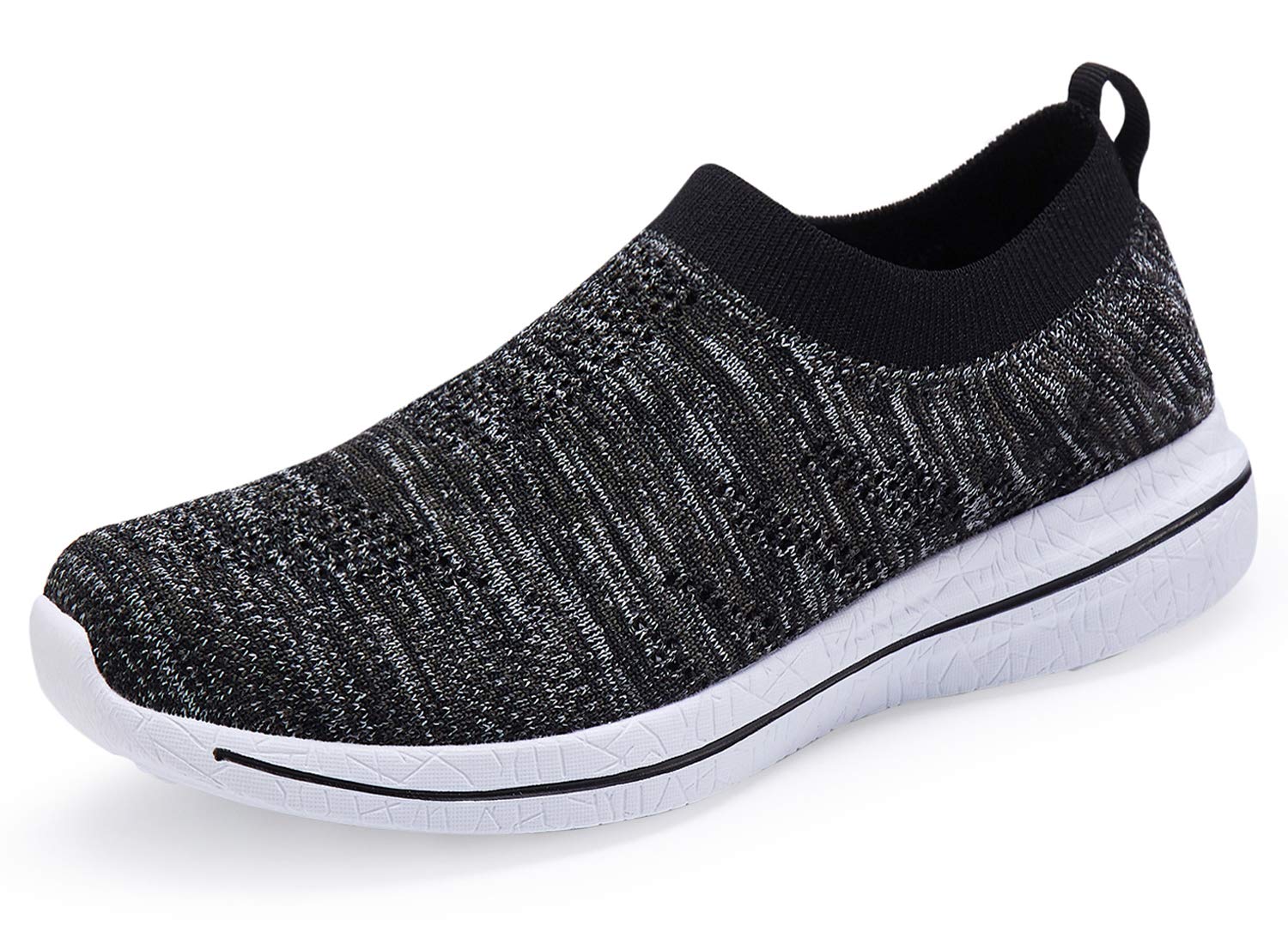 Women's Slip On Sneaker Mesh Loafer Casual Beach Street Sports Walking Shoes (8.5, Black/White
