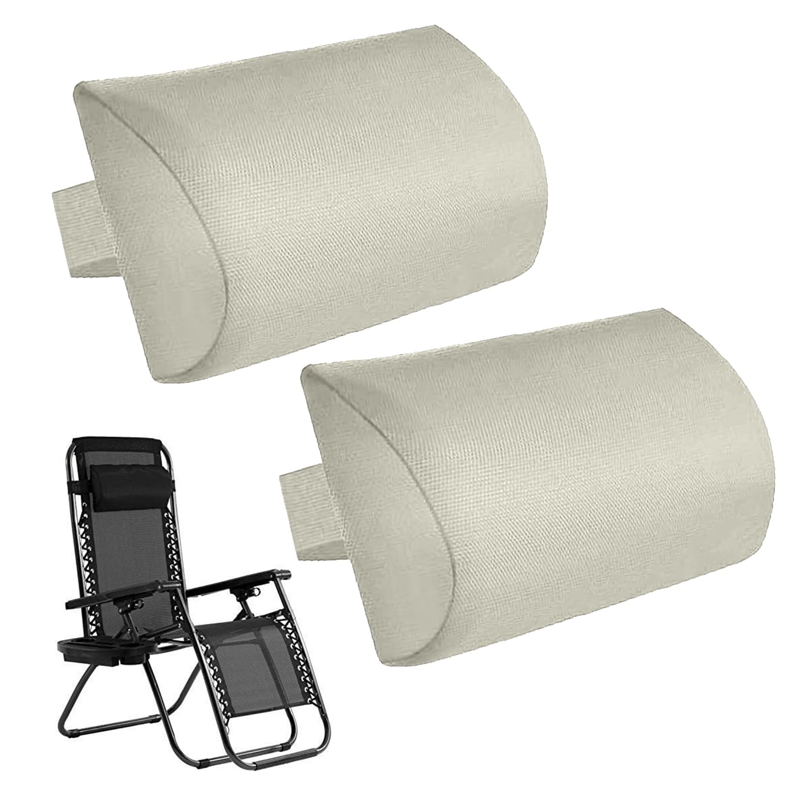 Confezione da 2 Poggiatesta Sdraio Prendisole per Sedia a Sdraio, Cuscino Poggiatesta Esterno impermeabile con Elastica Regolabile per Arredamento da Giardino (36 * 17 * 6cm,Grigio Argento)