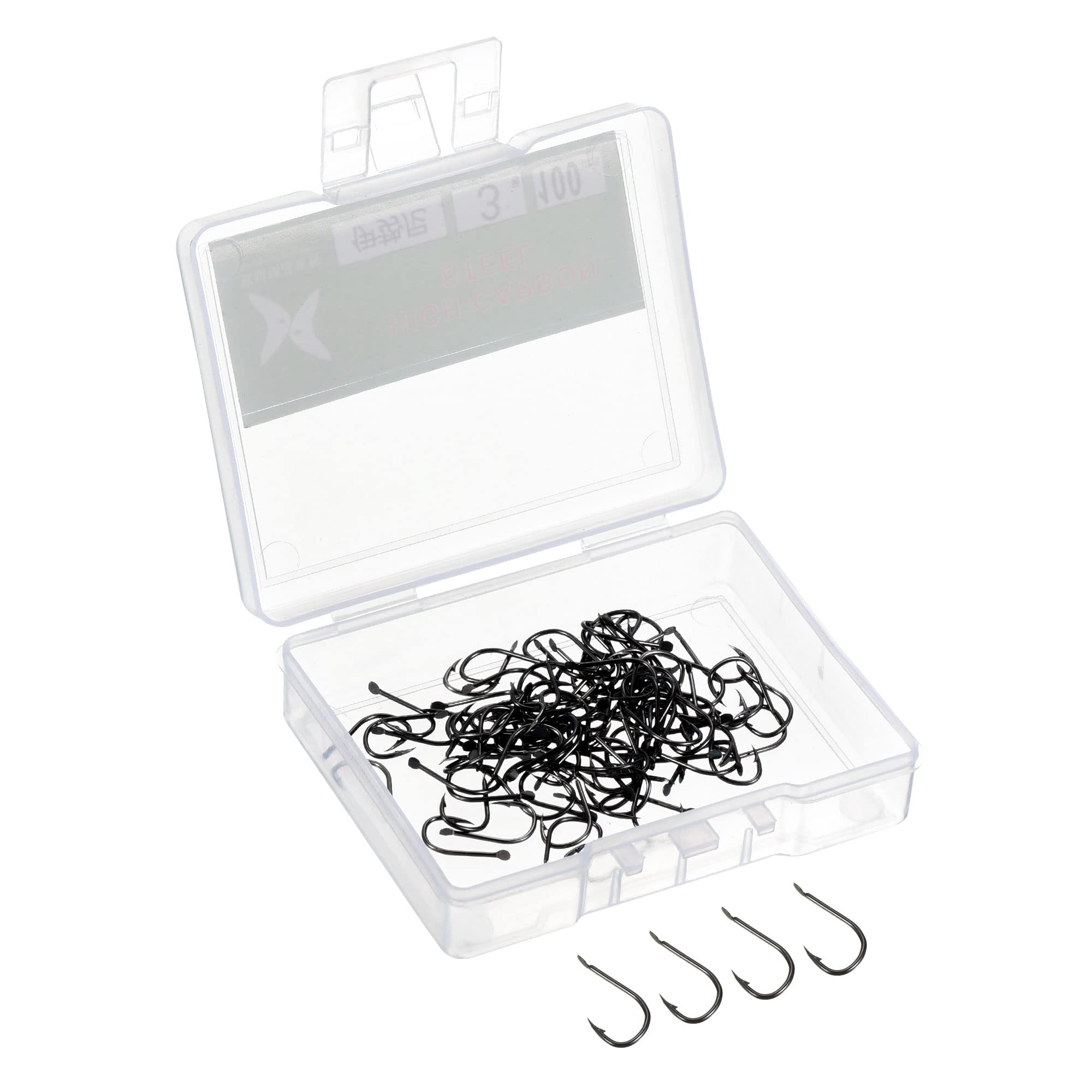 PATIKIL 8# Lot De 100 Hameçons En Forme De J Avec Ardillons Pour Eau Douce Et Salée, 0,9 Cm En Acier à Haute Teneur En Carbone Noir