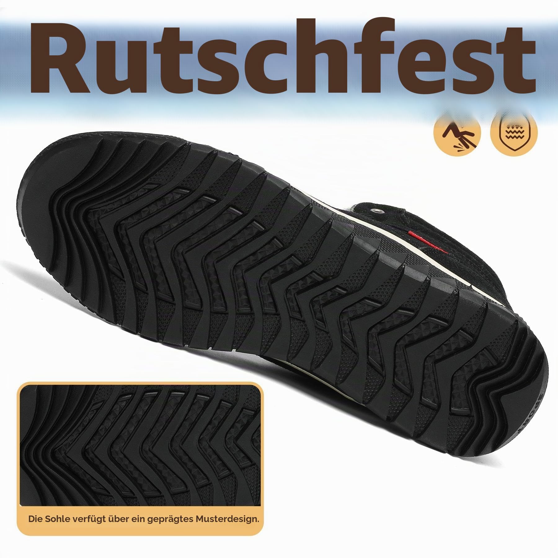 Mishansha Damen Winterschuhe Warme Gefüttert Winterstiefel Tiefschwarz 40