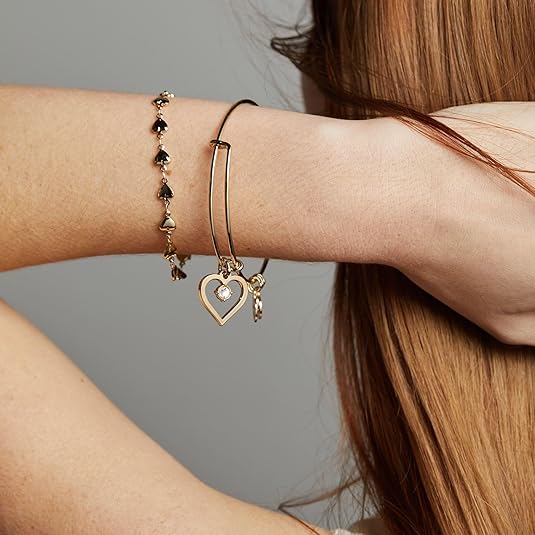 Alex and Ani Crystal in Heart Charm Bangle Bracelet for women