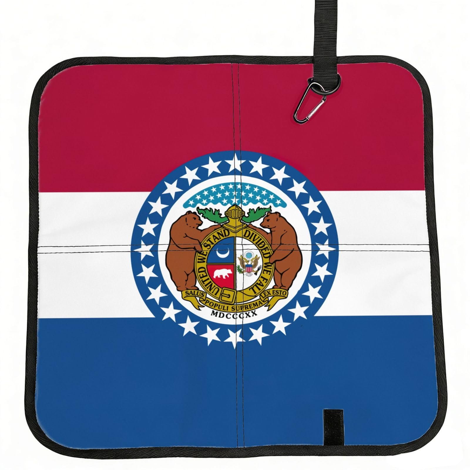 OKFSTY Missouri State Flag Print Fold Away Seat Cushion Portable Outdoor Pad Polyester Bleacher Bench Mat Travel Picnic Pad
