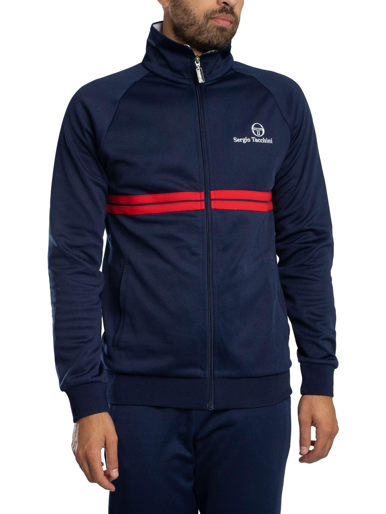Sergio Tacchini Men's Maritime Blue/White/Adrenaline Rush New Dallas Track Jacket, S