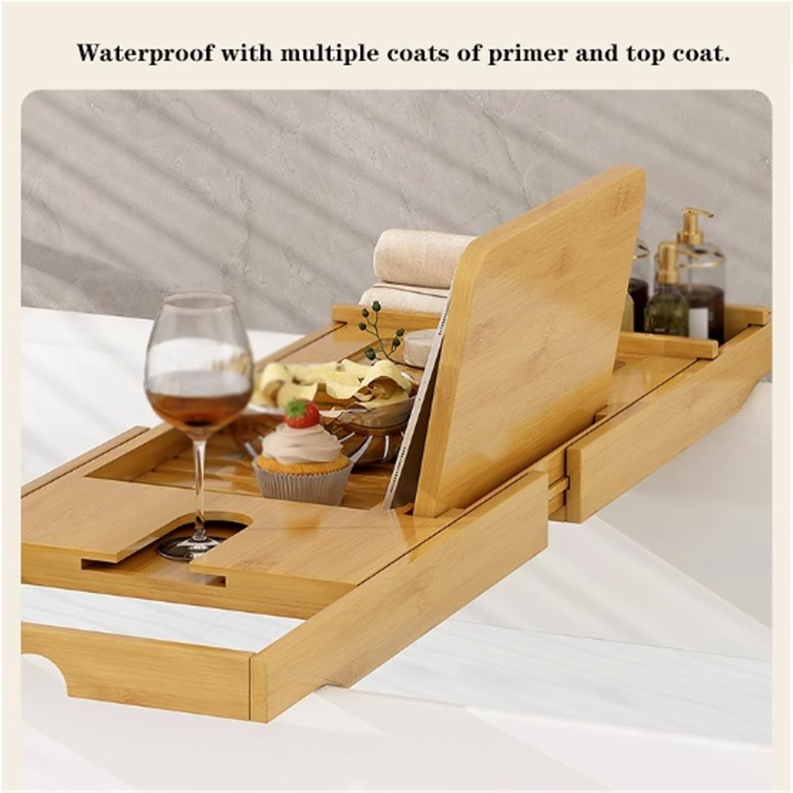 Bandeja de bambú para bañera con soporte para copas de vino, diseño extensible para gran capacidad, perfecto regalo de inauguración de la casa o cumpleaños