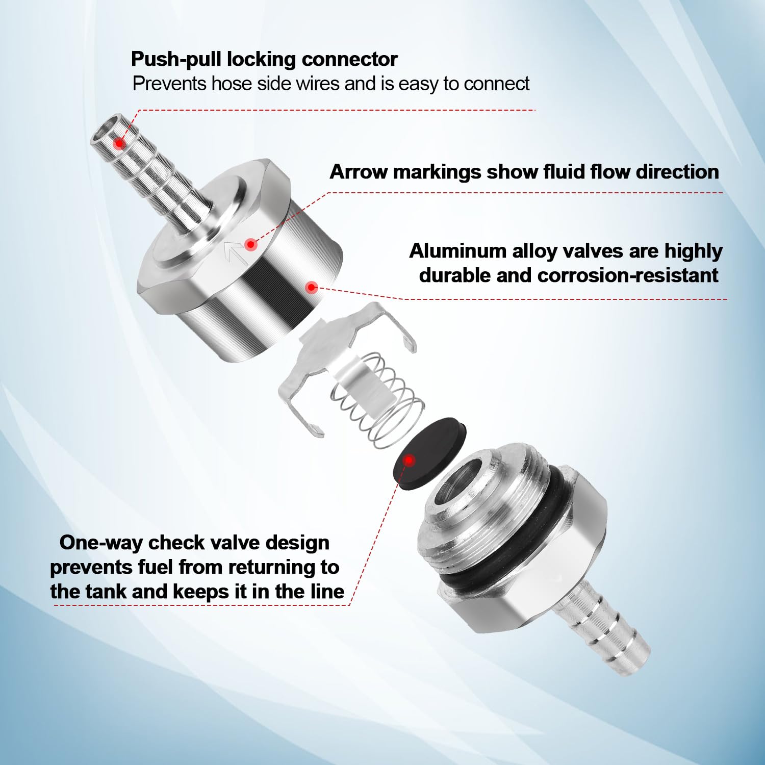 Be-Tool Einweg Ventil - Rückschlagventil Aluminium 6-12mm Für Kraftstoff & Wasser