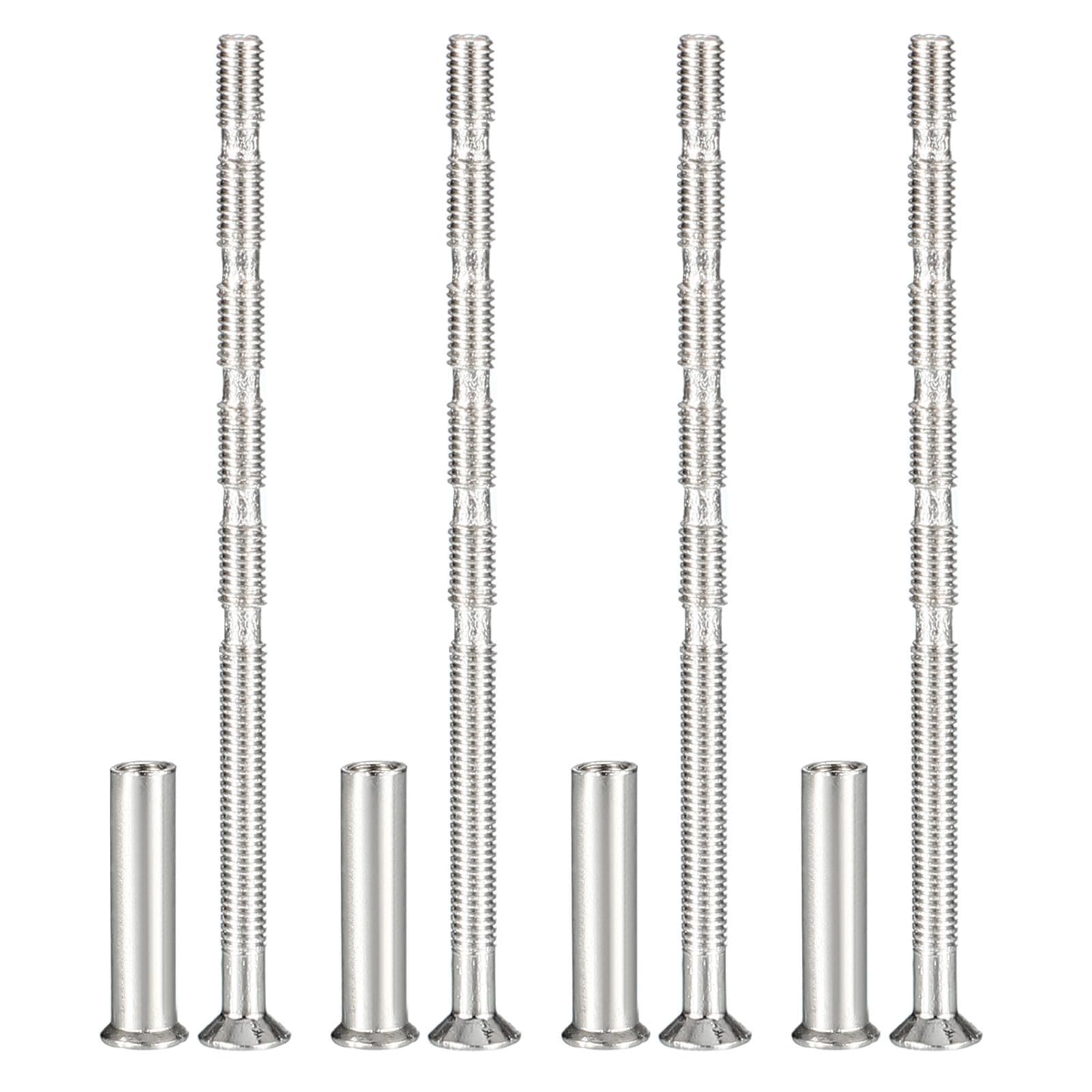 Unifizz M3 x 60 Door Handle Screws, 4 Pcs Breakaway Connecting Bolts with Sleeve Nuts, Phillips Countersunk Head Fixings for Cabinet Drawer Pulls and Internal Door Handle Repair Kit