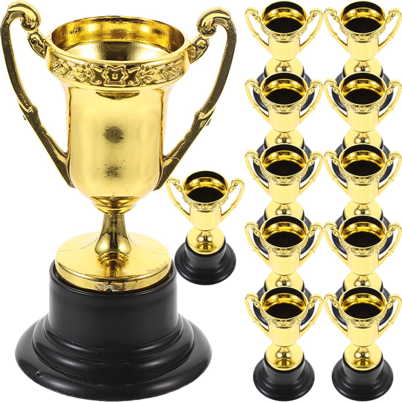 NUOBESTY Mini Trophies, 12pcs Gold Trophy Award Trophy Cup for Kids Plastic Small Trophies for Party Favors, Rewards, Winning Prizes, Competitions