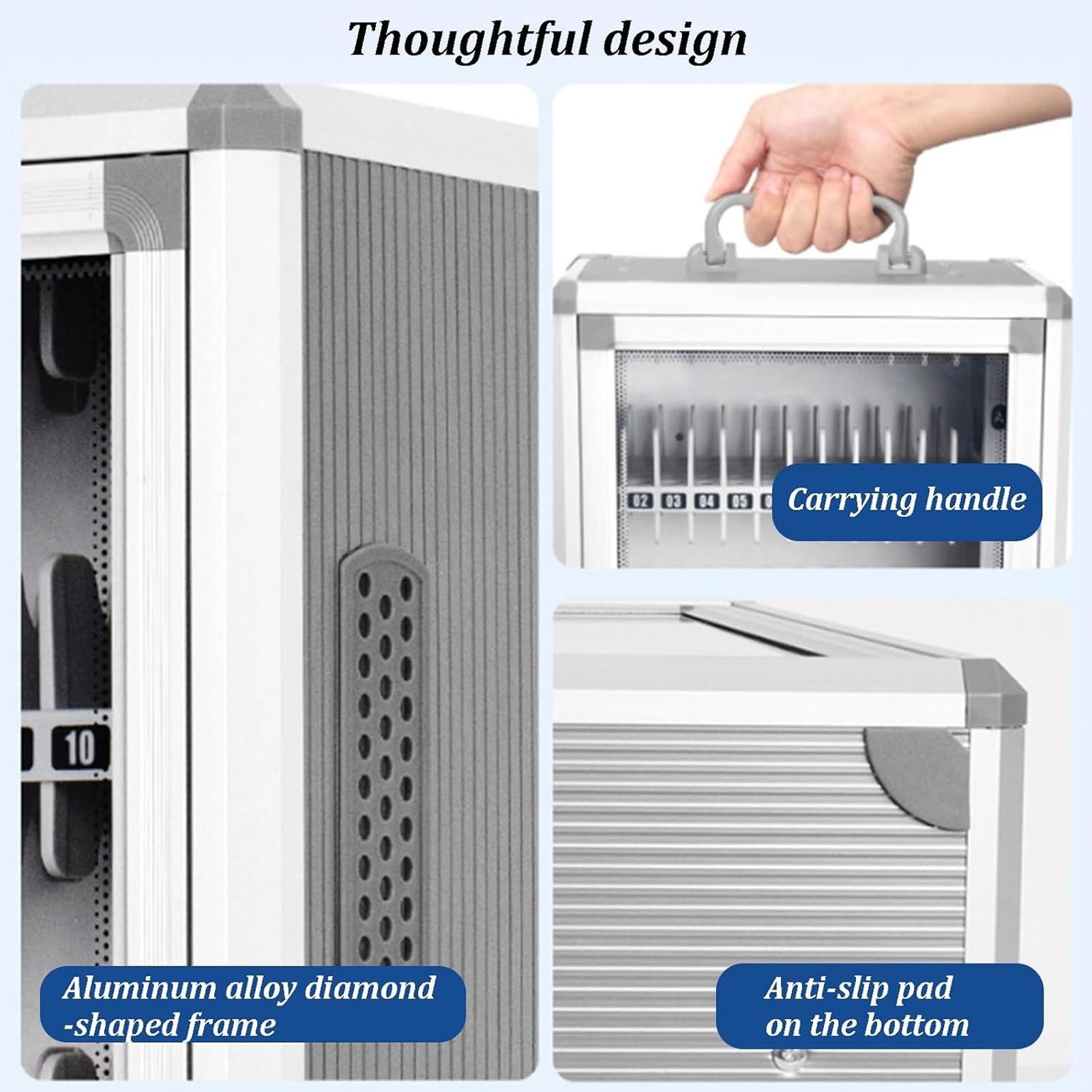 Alomejor Cassetta di Sicurezza per Telefono con 36 Scomparti Archiviazione Elettronica per Uffici Scuole Lega di Alluminio Resistente 285x215x365mm