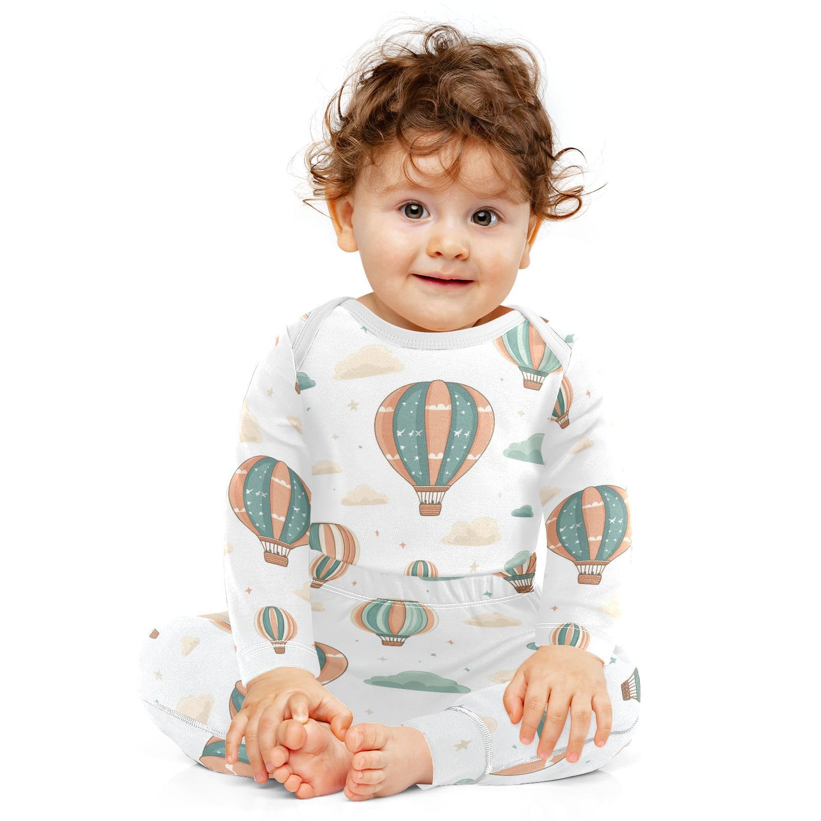 vvfelixl Baby Bodysuits Pants Sets Cute Air Balloon Baby Bodysuit Long Sleeve Baby Clothes for Boys Girls 12-18M