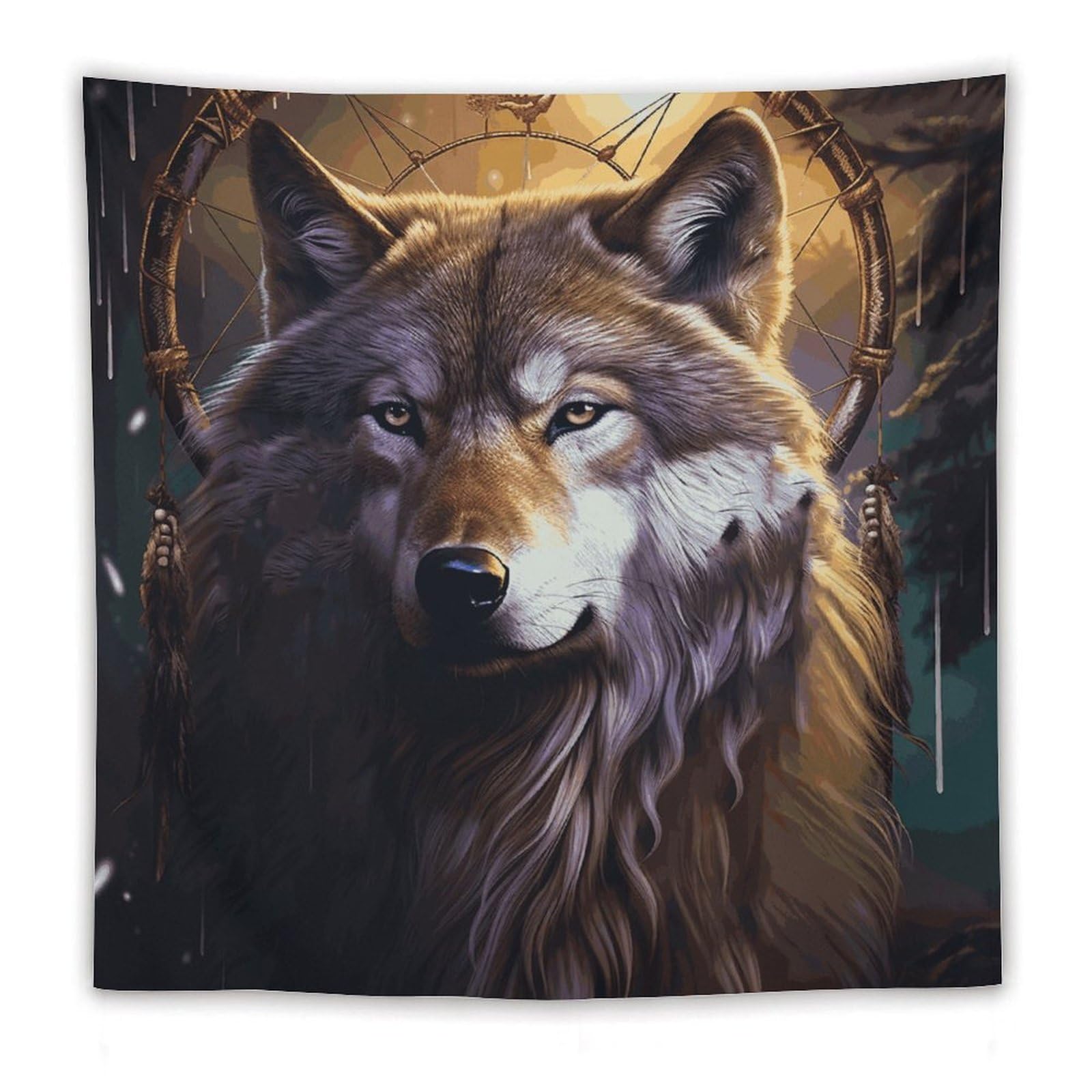 LDGSUPH Wolves And Dream Catchers Tapestry Wall Hanging Decor Anti-fading Aesthetic Wall Tapestries Fashion Wall Blanket Decor Modern Wall Art Tapestry for Bedroom Home Decor 60"x60"