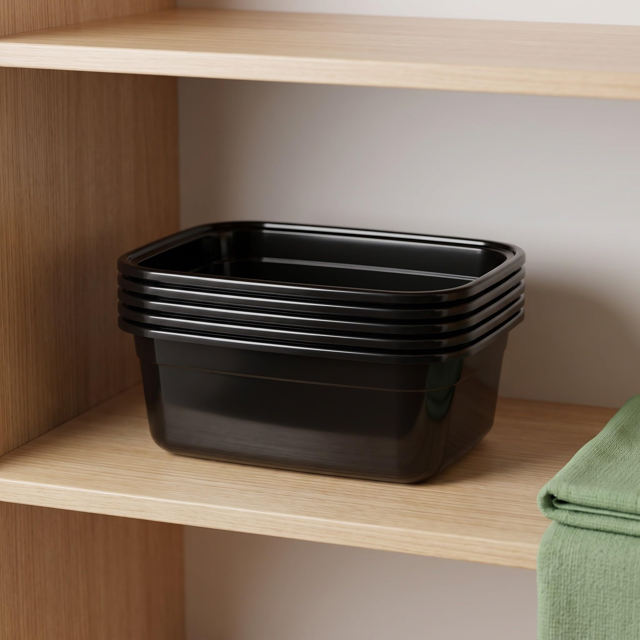 4 Piezas Juego de Lavabo de Plástico Negro 35,5x28x13,5 CM
