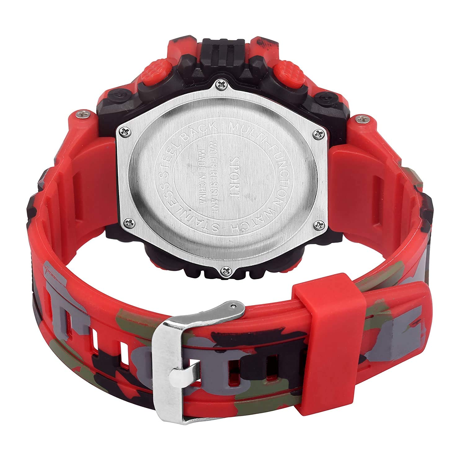 SWADESI STUFF Digital Army Green Black Dial Kids Watch for Boys & Girls (Red, Rubber) 2