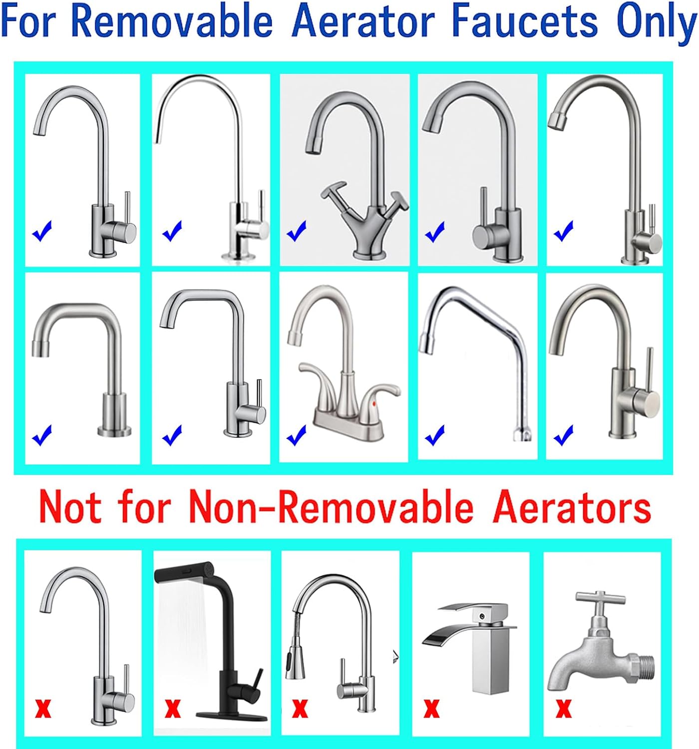 Faucet Aerator Adapter - 55/64 inch Female to 55/64 inch Male, Chrome Brass Sink Adapter, for Kitchen and Bathroom Faucet Adapter Kit Connection (F22-M22)