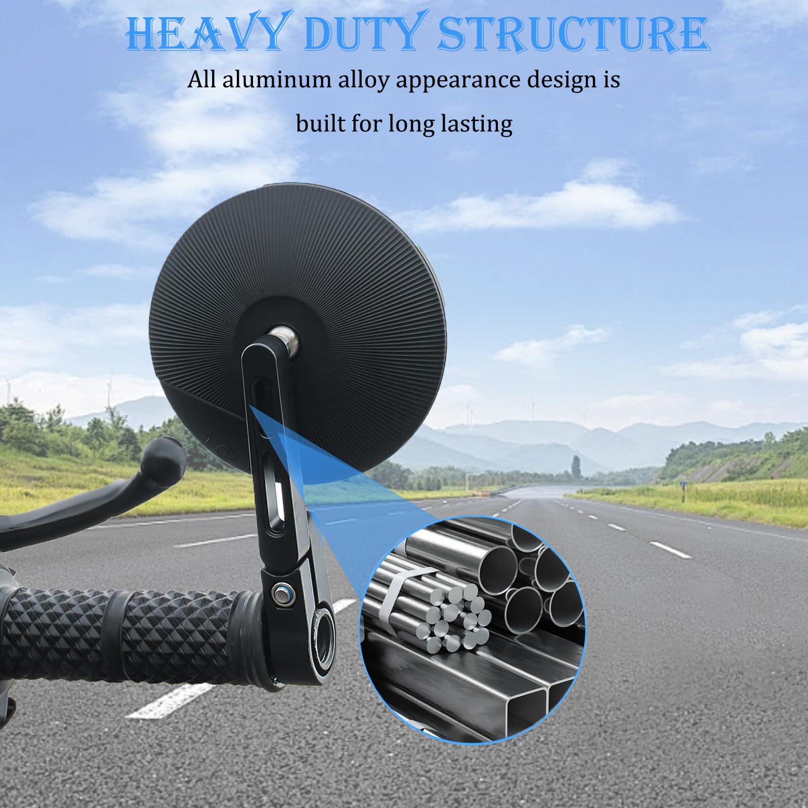 Fleymu Specchietti Moto Manubrio Round E24 Omologati, Compatibili con Manubri 22mm/25.4mm, 2 Pezzi Specchietti Pieghevoli e Ruotabili Universali per Scooter 50/Moto/Cruiser
