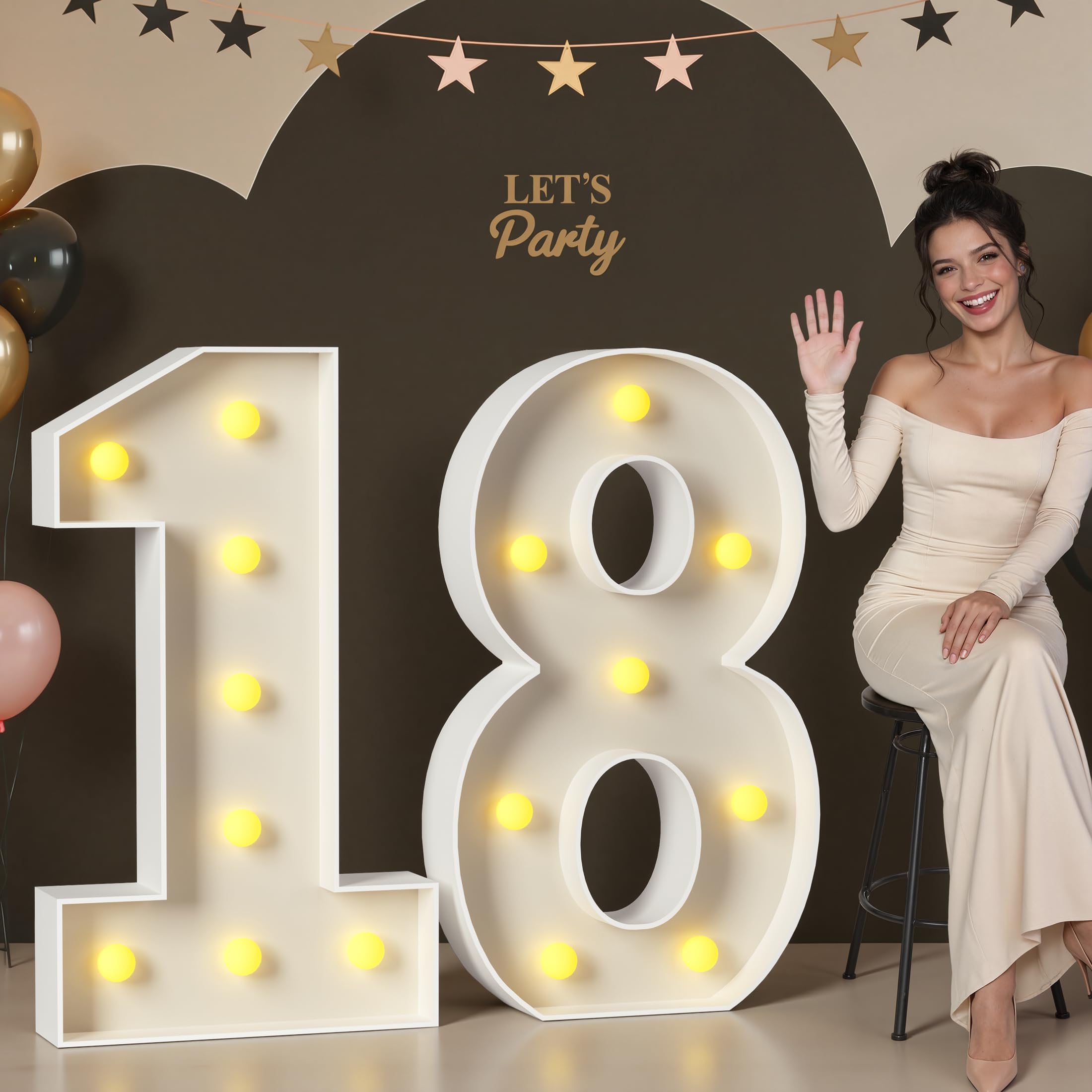 Photo 1 of 18  Numbers 3 Feet Tall, 18 Marquee Numbers for Party, 18th Birthday Decorations, Big 18 Sign with Light for Anniversary, Birthday Backdrop Decor
