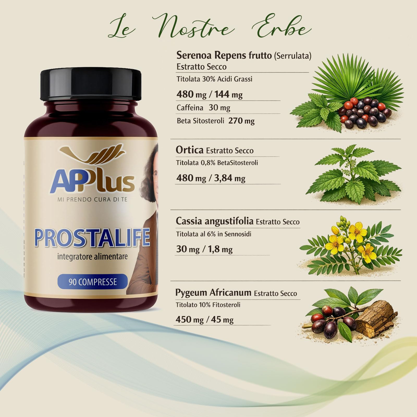 AP PLUS Prostalife – Integratore Prostata Uomo per il Benessere Urinario, Serenoa Repens, Ortica, Pygeum Africanum, Beta Sitosteroli | 90 Compresse
