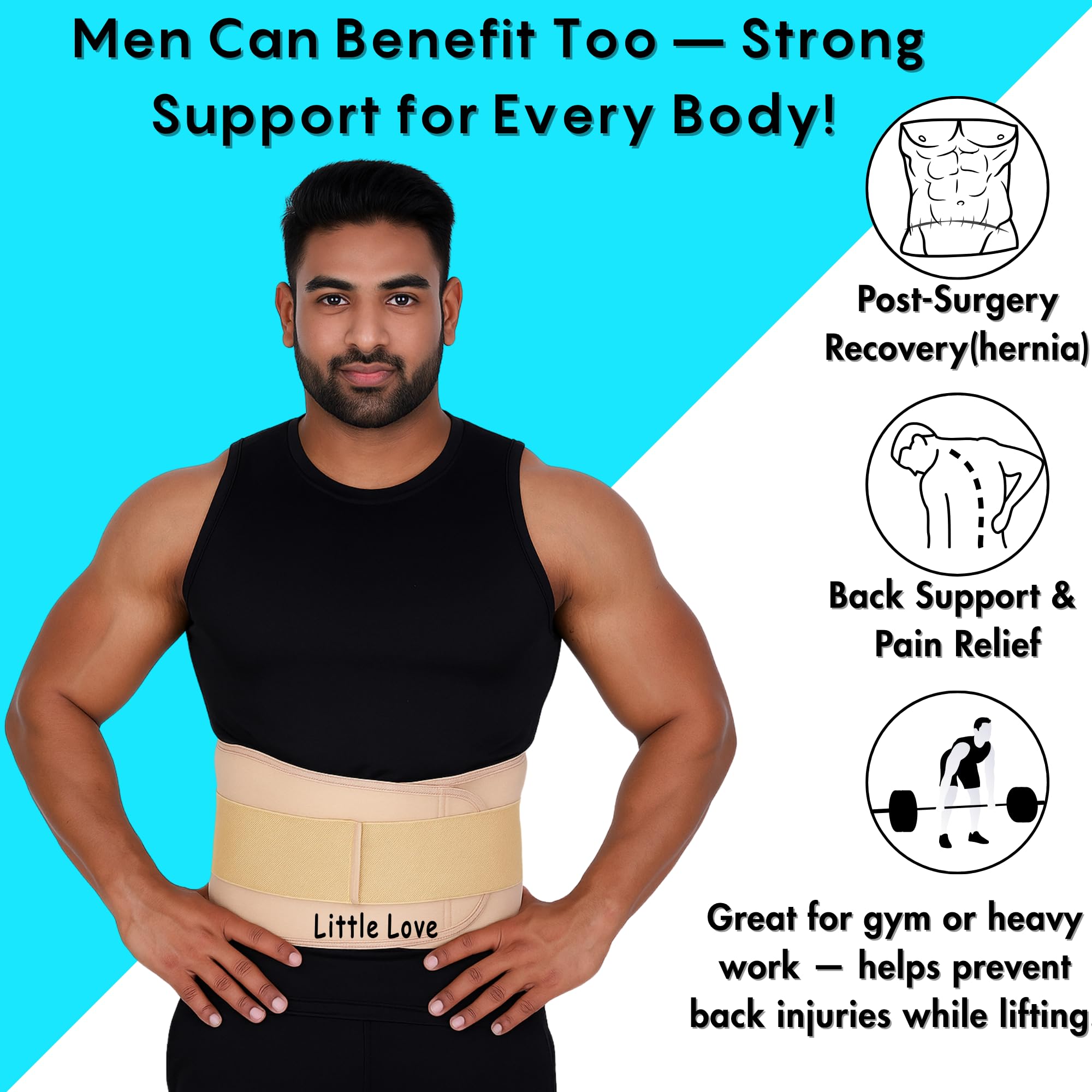 Little Love Postpartum Belt After Delivery C Section – Abdominal Belt | Pregnancy Belts After Delivery | Maternity Abdominal Binder | Belly Belt for Women | C Section Belt | Tummy Support | Belt for Both Men & Women(Universal) (Beige) - Image 6 thumbnail
