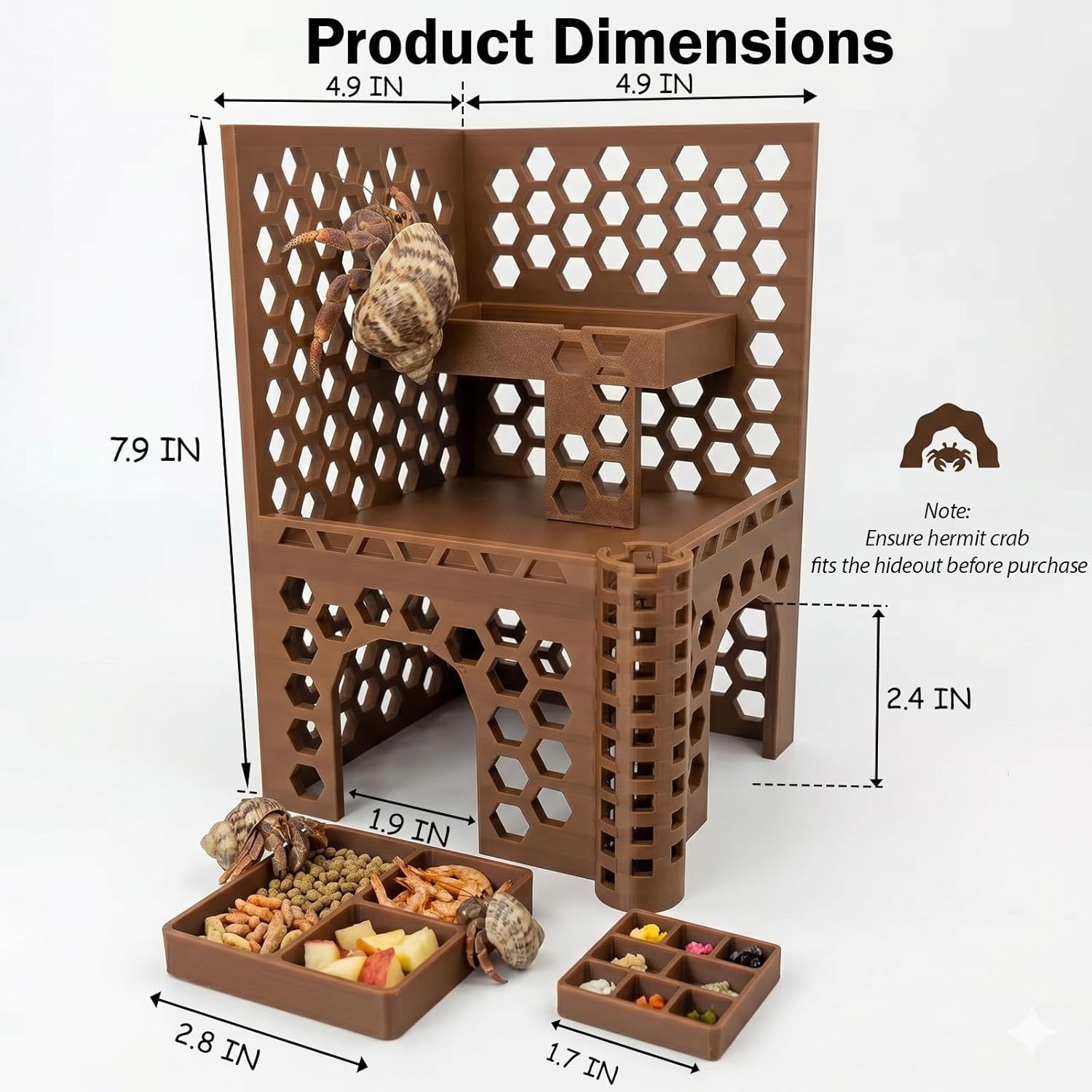 Hermit Crab Climbing Toys and Hideout,Multi-Functional Climbing Wall & Habitat Tank Accessories | Dual-Tower Hermit Crab Foraging Cave with Feeding Dish,Hermit Crab Climbing Habitat and Enrichment