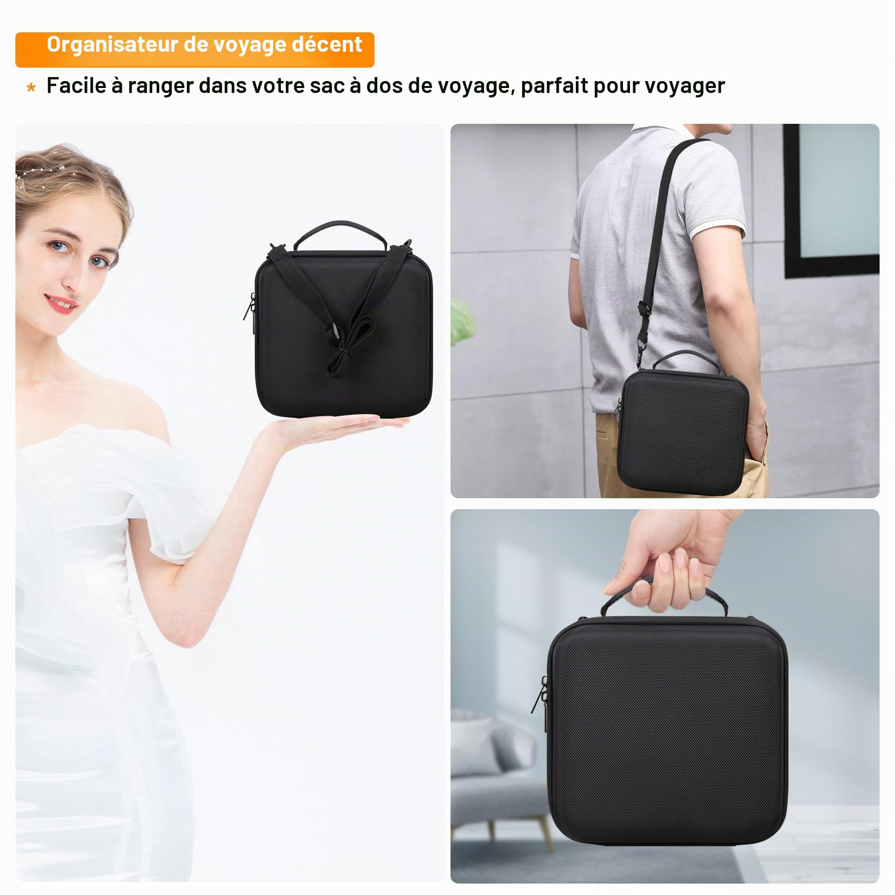Elonbo Sacoche de Transport pour Appareil Photo Hybride Sony ZV-E10 / ZVE10 II, Sac de Voyage Rigide et Portable pour Appareil Photo numérique. Noir