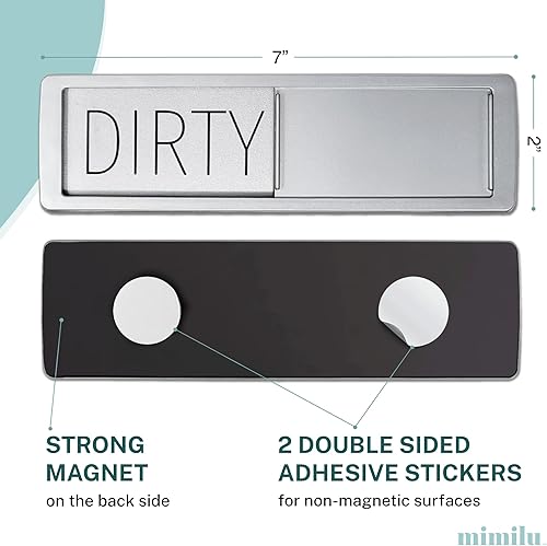 Miniatura 6 de Stackd - Imán para lavavajillas MIMILU - Indicador magnético fuerte fácil de leer y deslizar sin arañazos con adhesivos opcionales. Simple pero