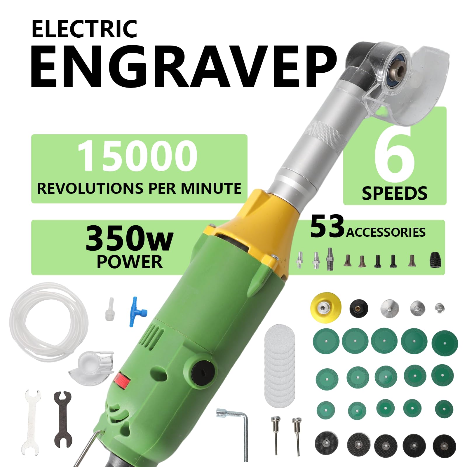 Meuleuse Droite Professionnelle 350W,Machine à Polir,Outil Rotatif Électrique à Vitesse Variable 15000r/min,6 Vitesses Variables, for Meulage,Polissage, Découpe et l'embellissement des Joints (Vert)