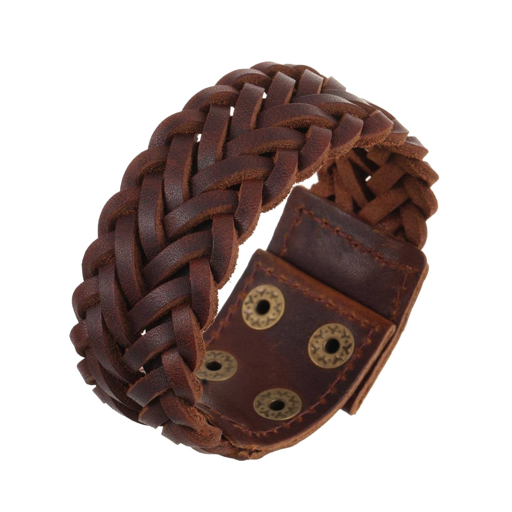 Zivom Braided Biker Funky Handcrafted Brown Leather Wrist Band Bracelet For Men (B07B1XY8D6) Amazon Price History, Amazon Price Tracker