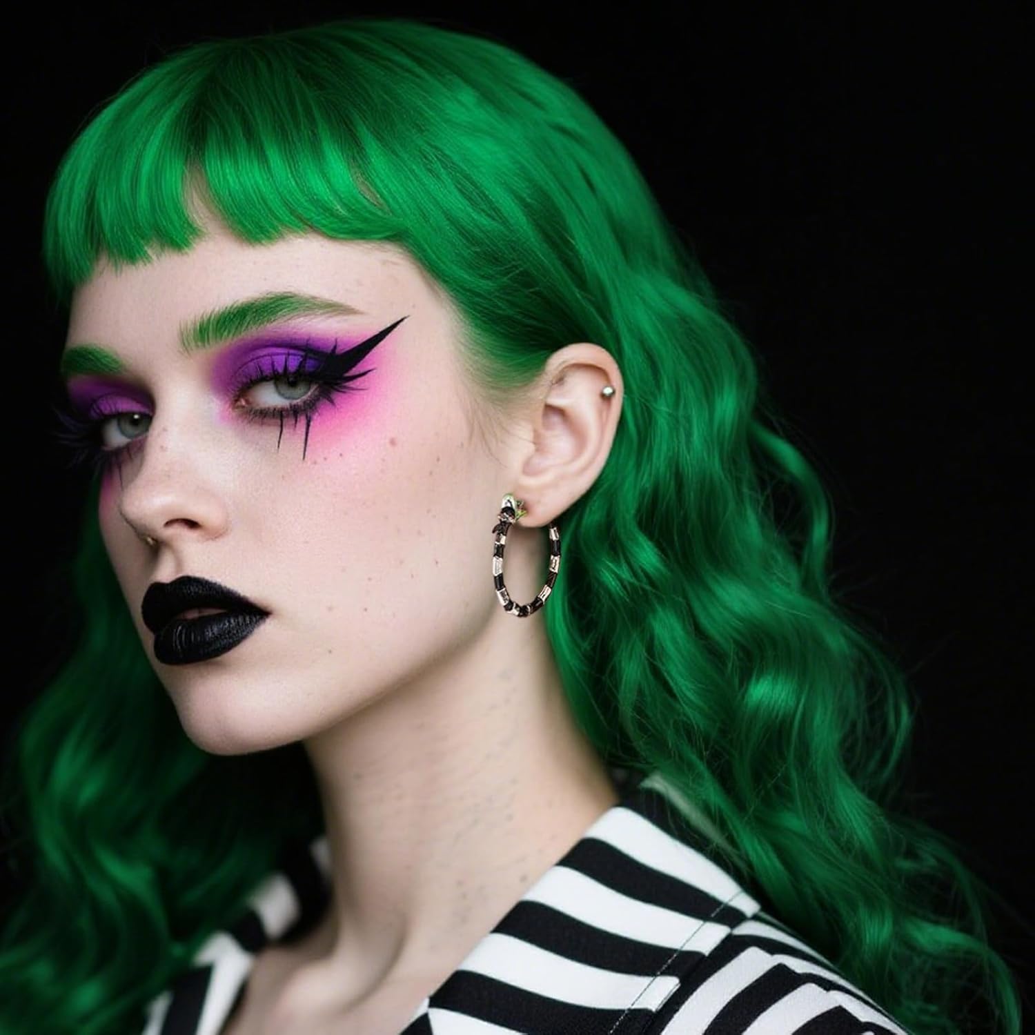 Halloween Coral Snake Earrings Horror Hoop for Women Costume Jewelry Accessories - Image 3