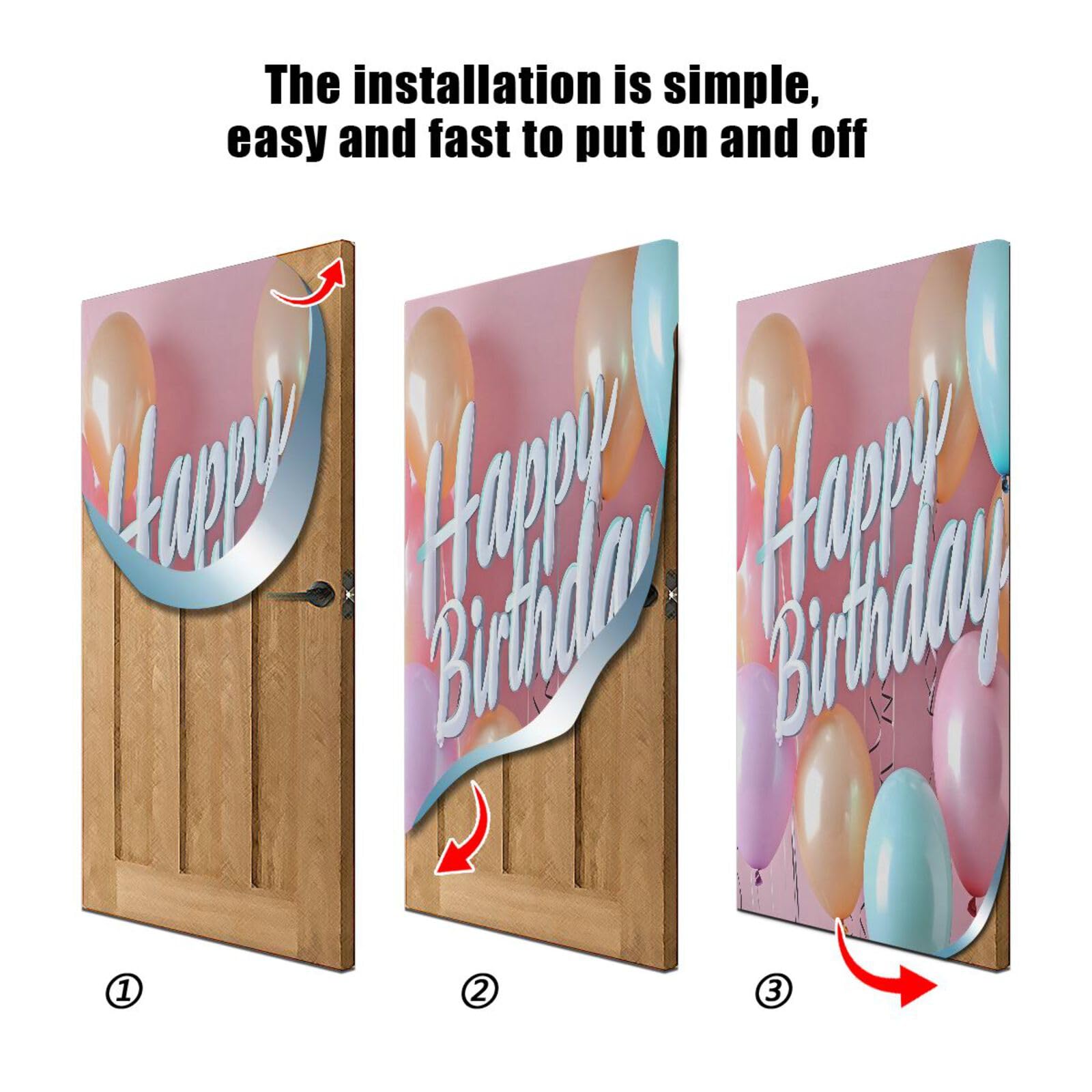 FLildon Birthday Theme Balloon Door Cover Decoration, Party Accessory Porch Decor for Festive Ornament Room Door Covers 36 x 98 Inch