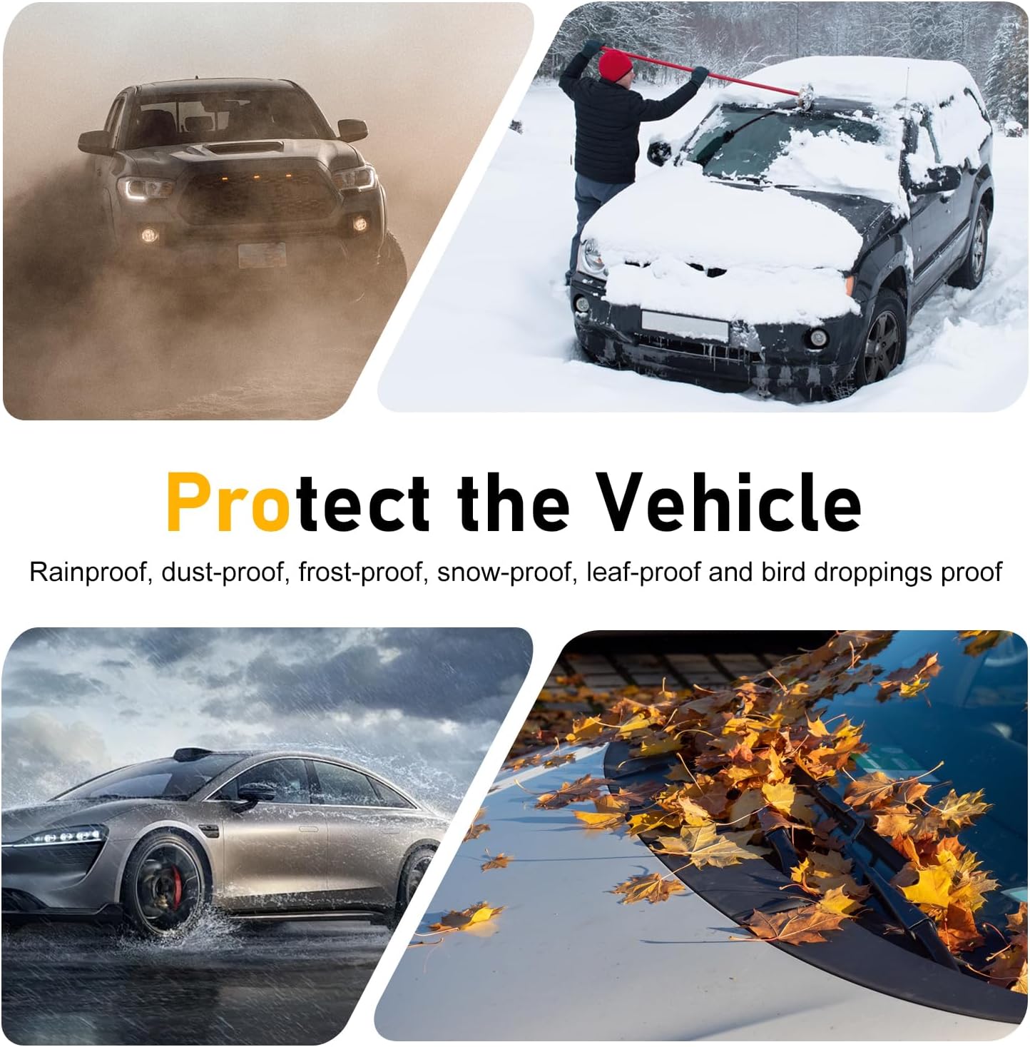 Disposable Car Cover, 12.4 FT x 21.6 FT Waterproof Clear Plastic Car Cover with Elastic Band, Universal Rain Dust Outdoor Car Covers, Universal for Most Vehicles (L)