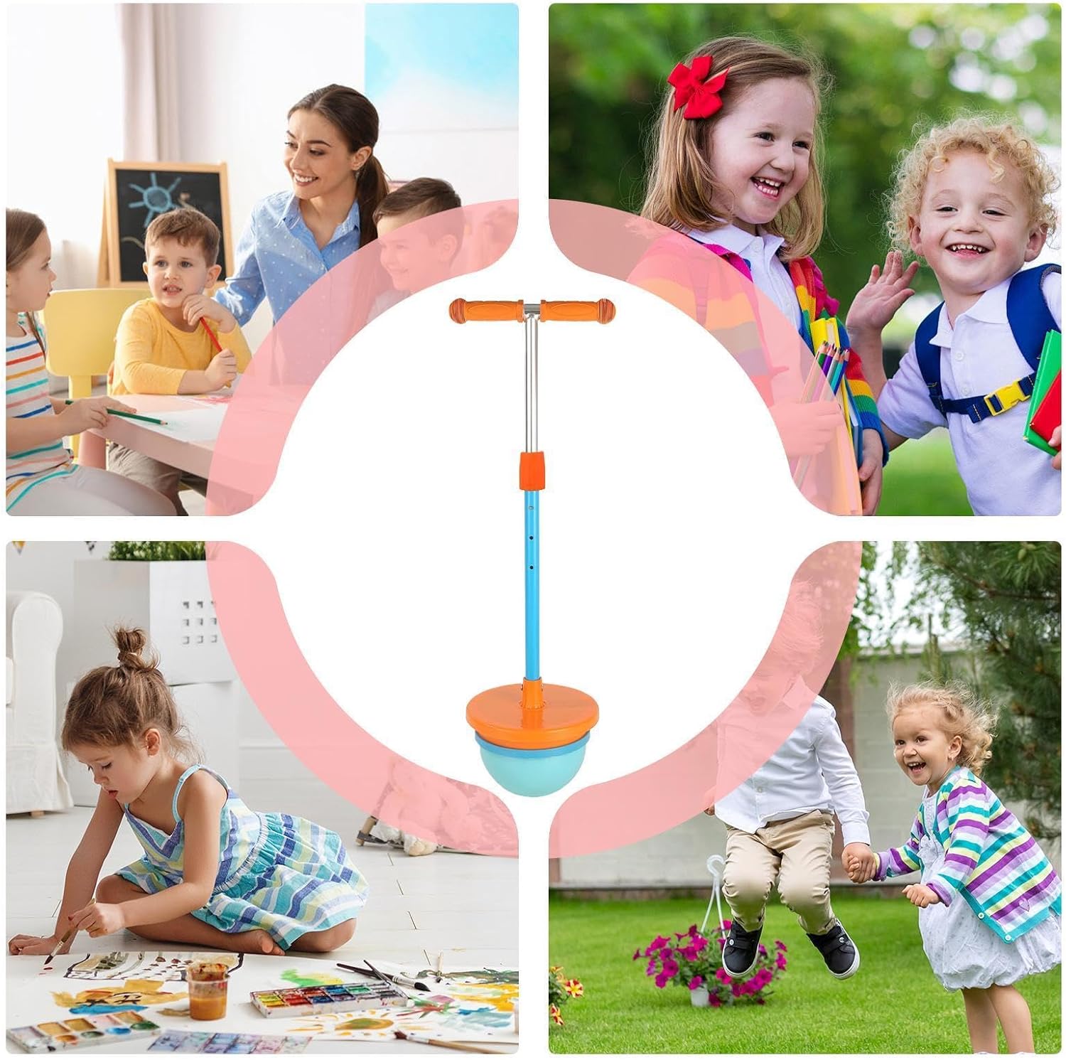 Jump Toy - Balance Stick Bouncing Game, Extendable Handle Device with Spring Action Non Slip Foot Design, Fitness Activity Play Feature, Ideal for Boys Girls Teens Indoor Outdoor Exerc