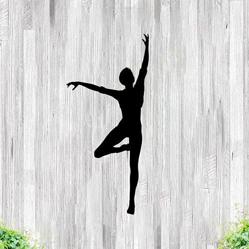 Metal Sign Laser Cut Sign Ballerina Dance Iron Art Wall Sculpture Hanging House Decorative Plaque Home Decor for Bedroom Dance Room Gym Yoga Studio