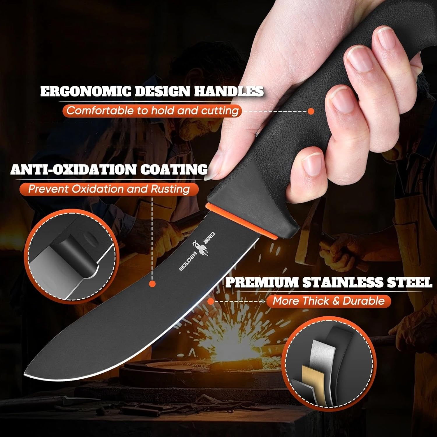 Golden Bird Skinning Knife Bundle with Parang Machete Knife