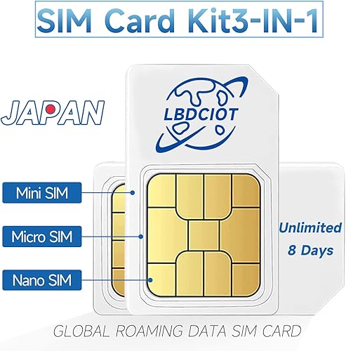 Japón Data Only SIM Card 8 días  Datos de Internet ilimitados Prepago tarjeta SIM para iPhone y Android, tarjeta SIM de datos de Japón de alta
