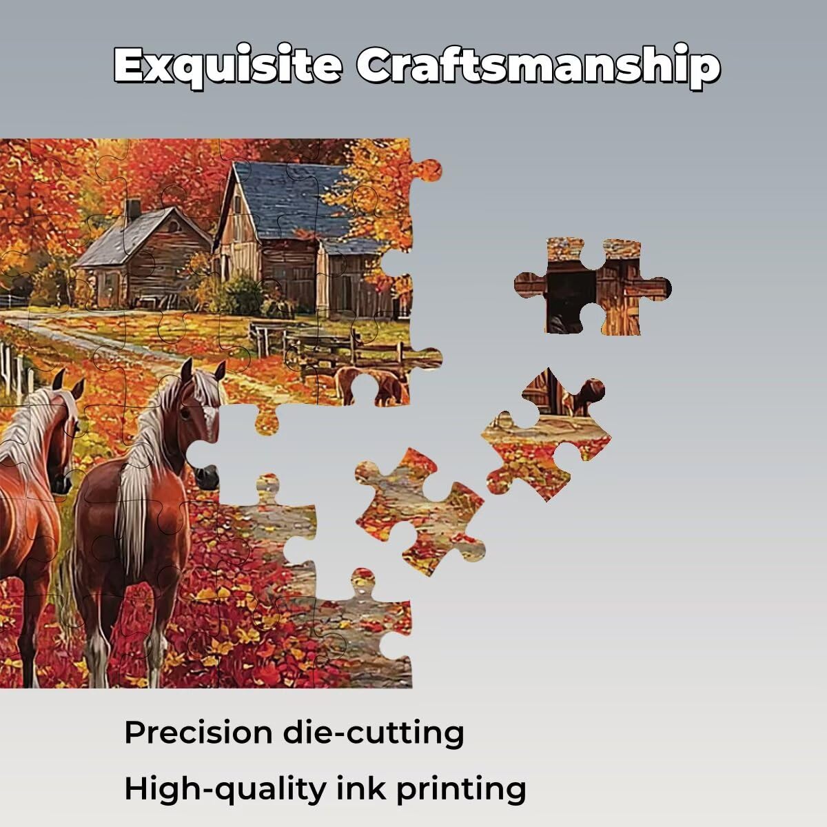 Puzzle 1500 sztuk konia, jesienne puzzle, drewniane puzzle, 87 x 57 cm