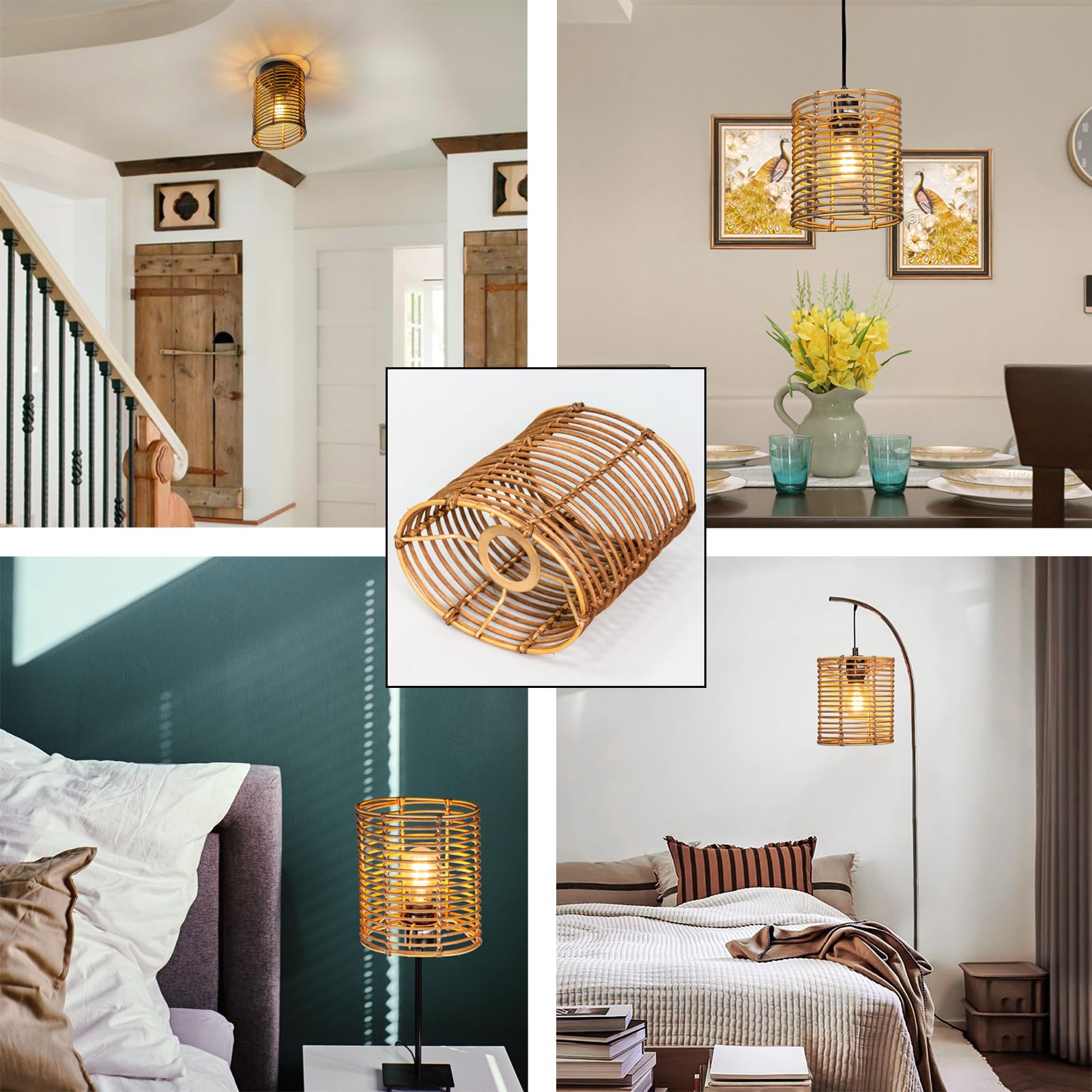 Osasy Retro Rattan Ceiling Lights Shade - Image 2