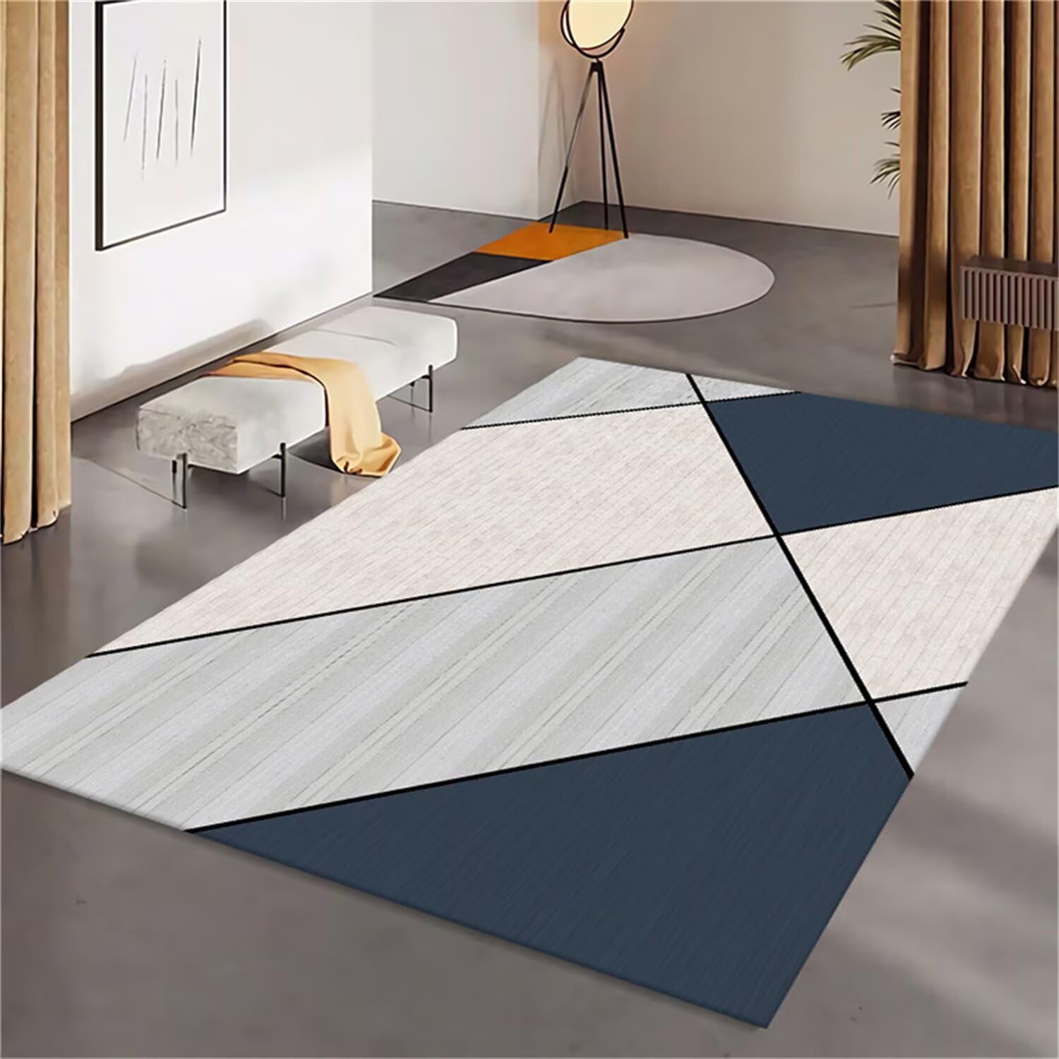 Tapis chambre enfant bleu gris 160x230cm moderne anti poussière pour salon et couloir