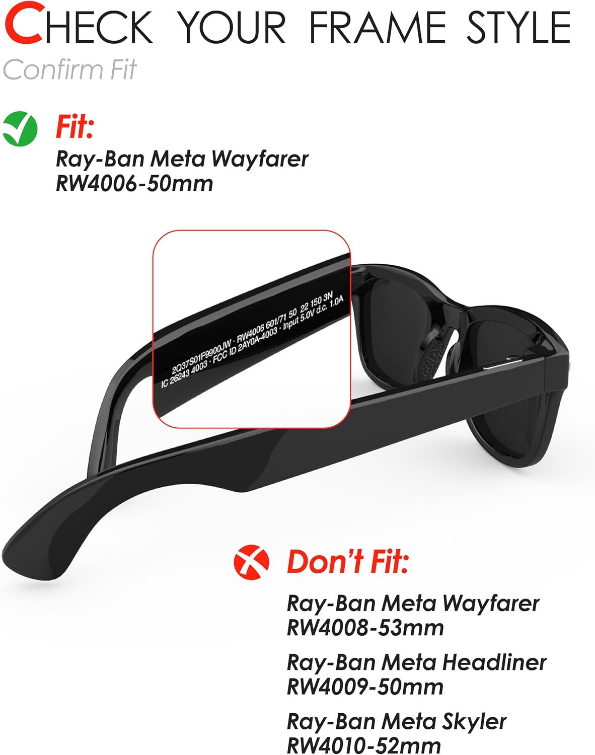 Photochromic Lenses Replacement for Ray-Ban Meta Wayfarer RW4006 | RW4008 | RW4012 50-53 Sunglass - Transition Lens image 4