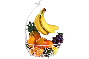 Buruis White Fruit Bowl for Kitchen Counter: Classic Style, Modern Convenience