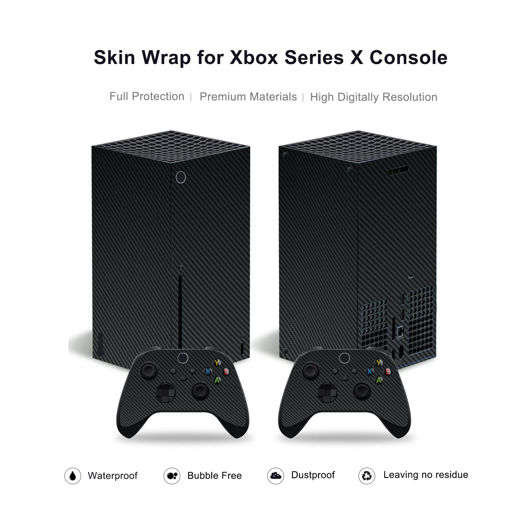 Skin adesiva per Xbox Series X, in vinile, per console e controller Xbox Series X, set completo di skin per console di gioco X Box Series X (fibra di carbonio nera)