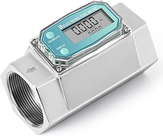 Turbine Flow Meter Digital Fuel Flowmeter with 2 Inch Straight Thread LCD Display for Measuring Diesel Kerosene Gasoline ±1% Accuracy 16-132 GPM