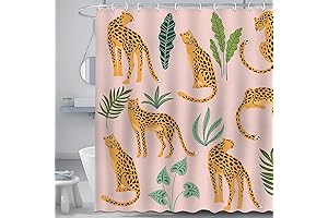 Pink Cheetah Tropical Shower Curtain