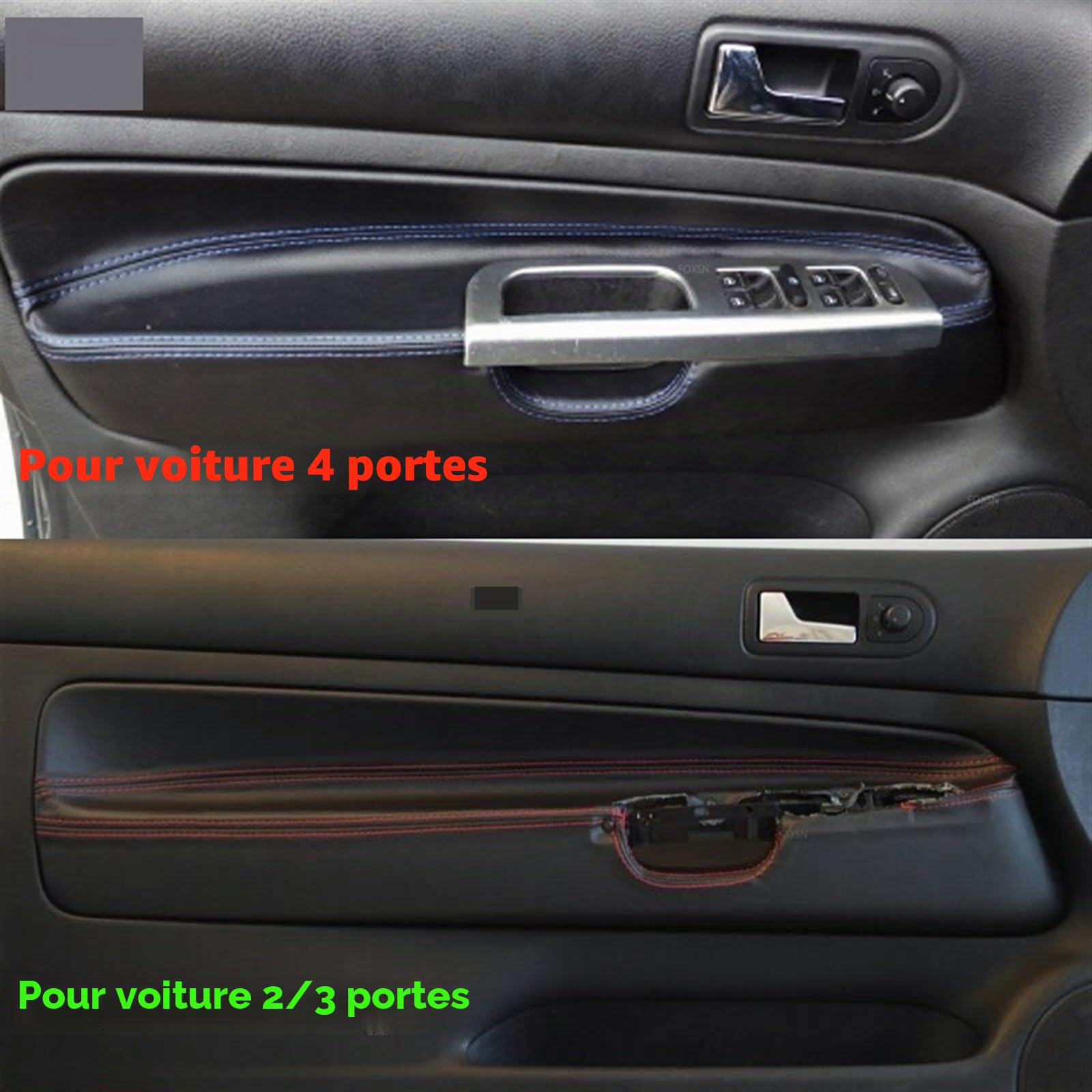 Couverture d'accoudoir de panneau de porte For VW for Golf 4 MK4 for pour Jetta for Bora 1999 2000 2001 2002 2003 2004 2005 seulement 3 portes panneau d'accoudoir de porte de voiture couverture en cui
