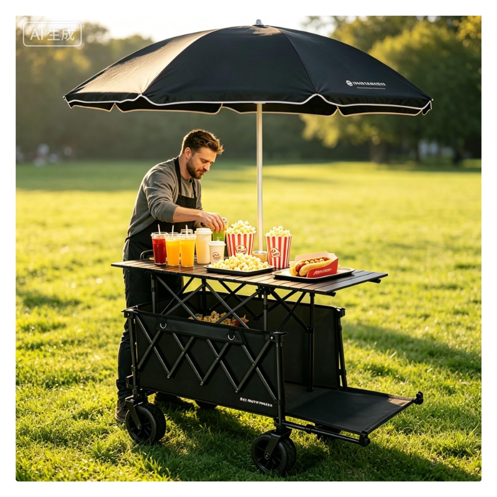 Portable Vendor Cart with Canopy Mobile Food Carts for Market,Street Food