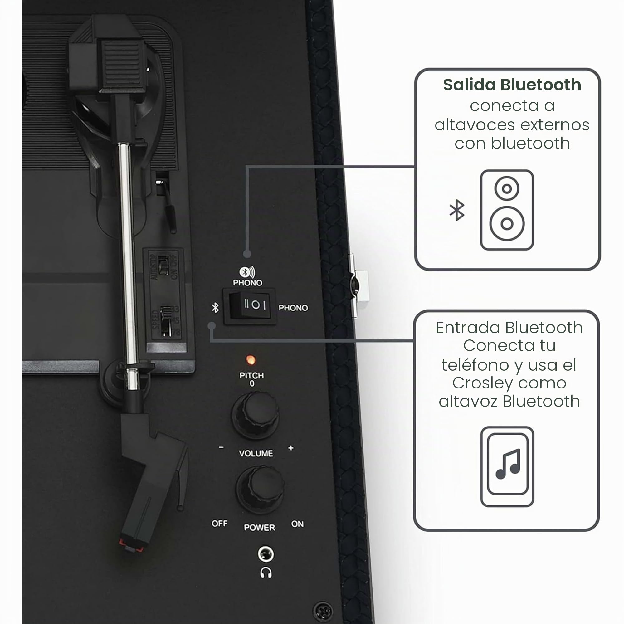 Crosley Voyager Tocadiscos con 2 Altavoces, Bluetooth In & out y AUX - Tocadiscos Retro de 3 velocidades - para vinilos de 7", 10" y 12" - Portátil con Estuche Integrado - Negro