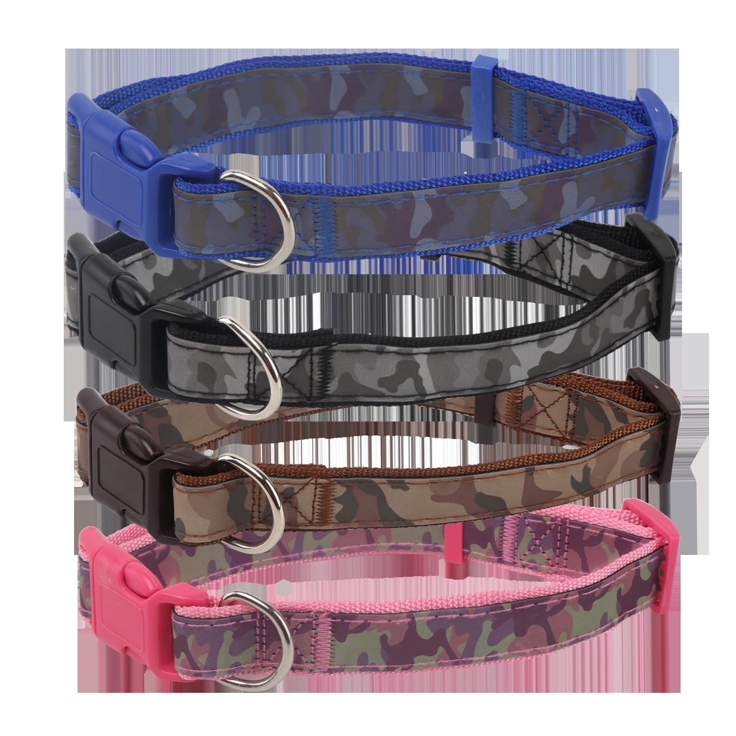 Patapalooza Reflective Camouflage Dog Collar: Strong, Adjustable and Lightweight; Ideal for Night Walks and Outdoor Safety.