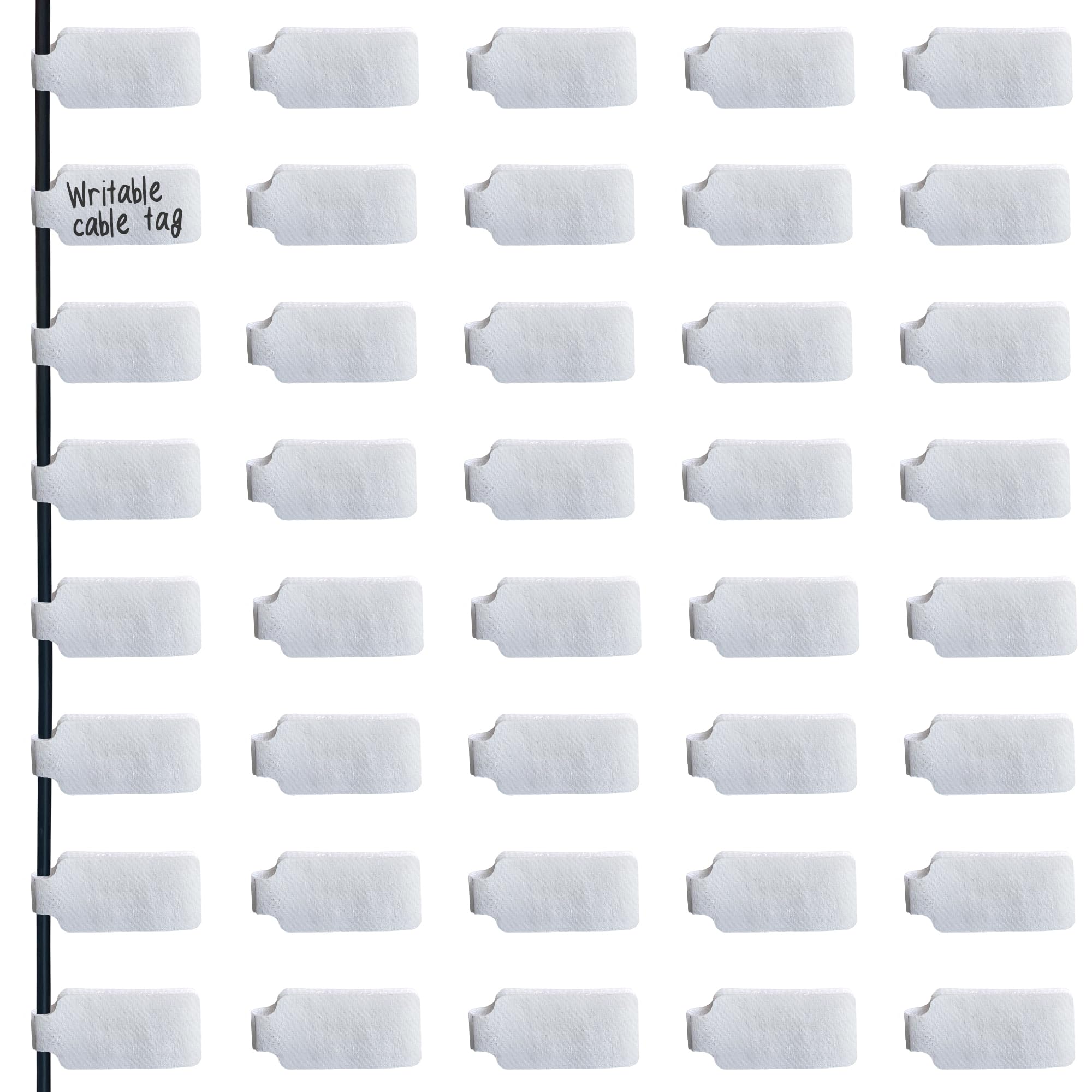 Mr-Label – 40 Pcs 0.78" x 3.54" Hook and Loop Cable Labels –Cord Tags – Upgraded Writable Cable Wraps for Clear Writing - Writable Wire Labels for