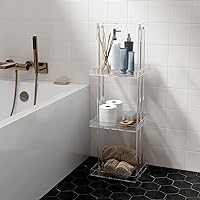 Vista 9 de Aquiver Acrylic Standing Shower Caddy - 3 Tier Shower Organizer Stand with Handle - Corner Shower Caddy for Inside Bathroom, Bathtub, 11'' L x 10