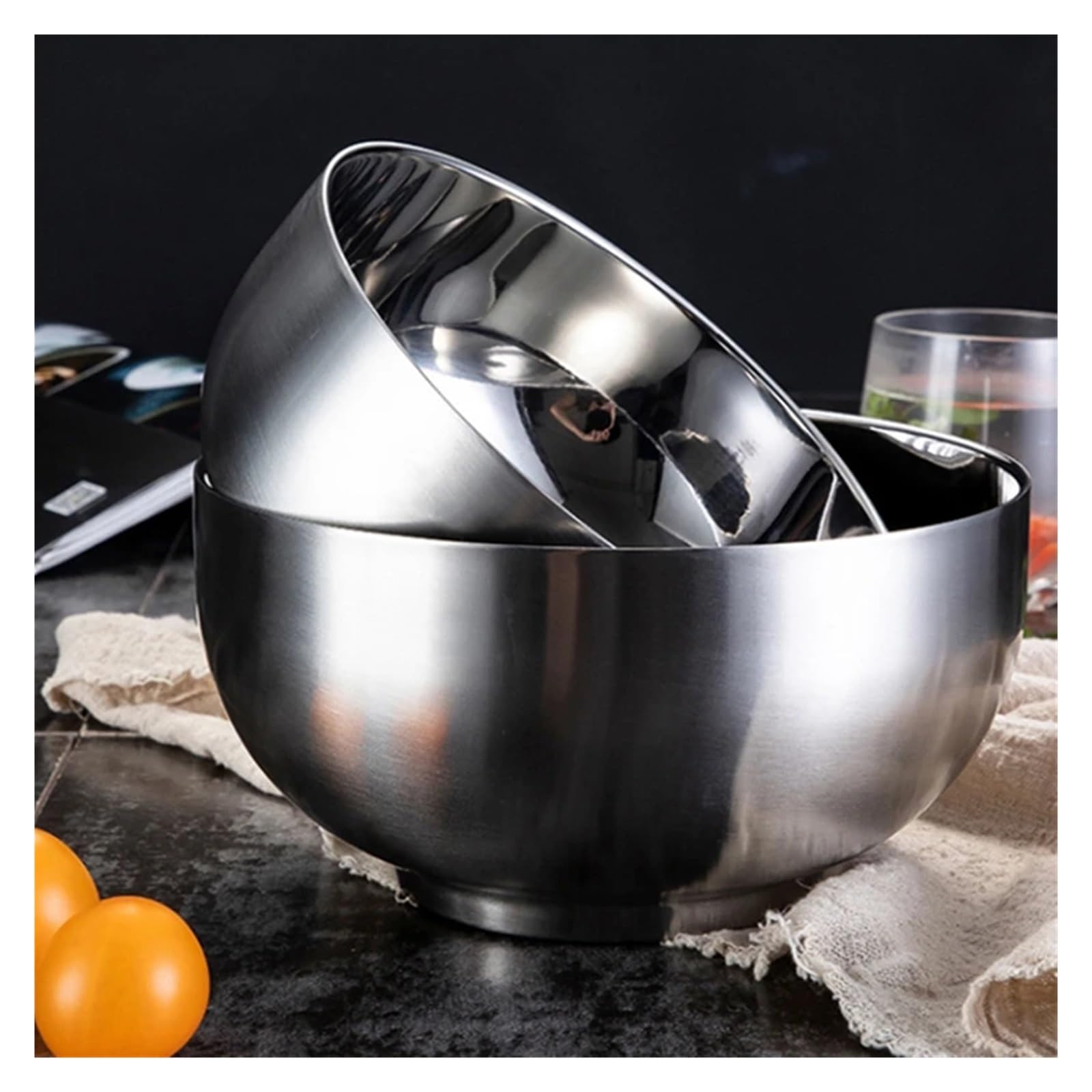 Miski do mieszania ze stali nierdzewnej 5 rozmiarów makaron dwuwarstwowy pojemnik na jedzenie głębokie salaterki na jajka do gotowania zastawa stołowa do kuchni(16.5cm)